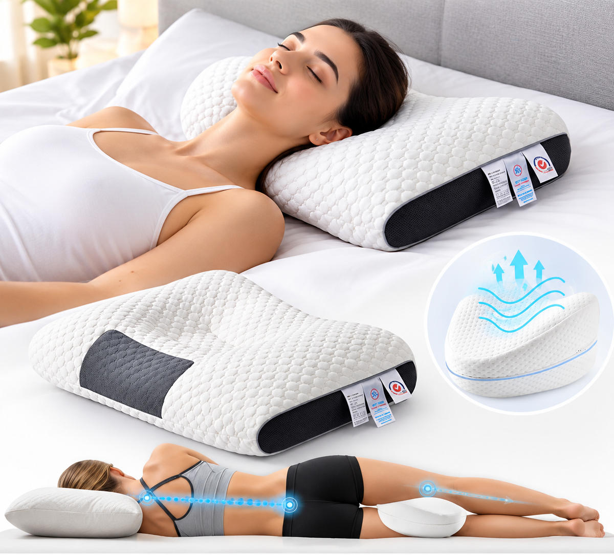 Combo Almohada Cervical + Almohada Entre Piernas