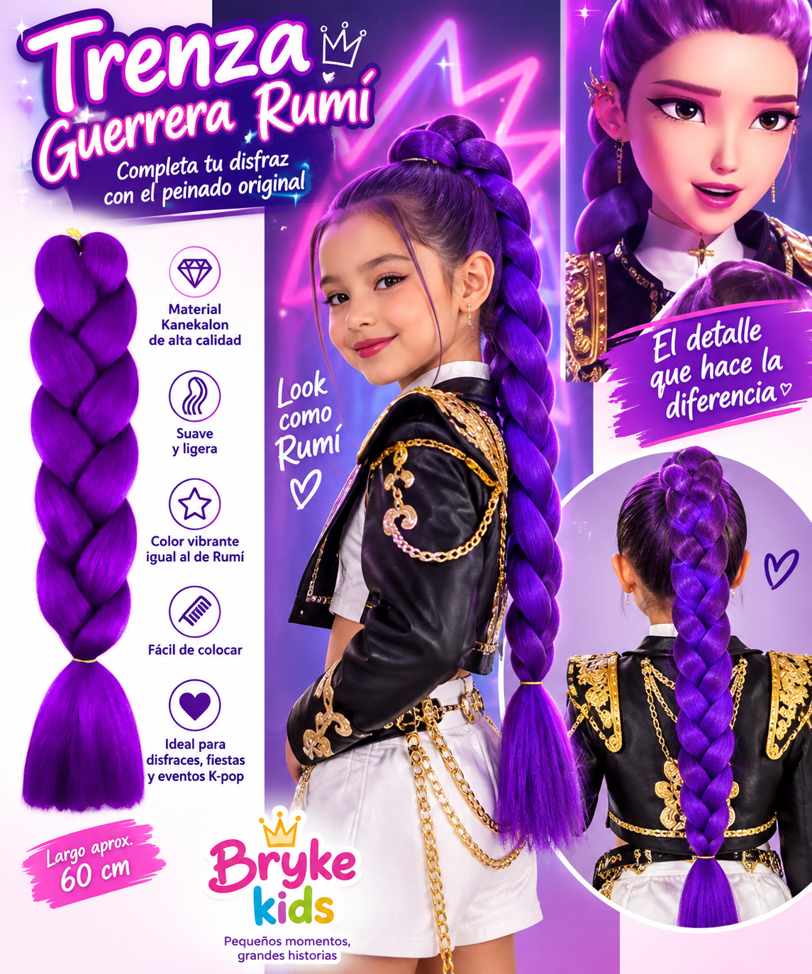 Trenza morada disfraz K-pop