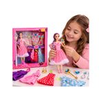 Set Muñeca Princesa con 5 Vestidos y Tiaras