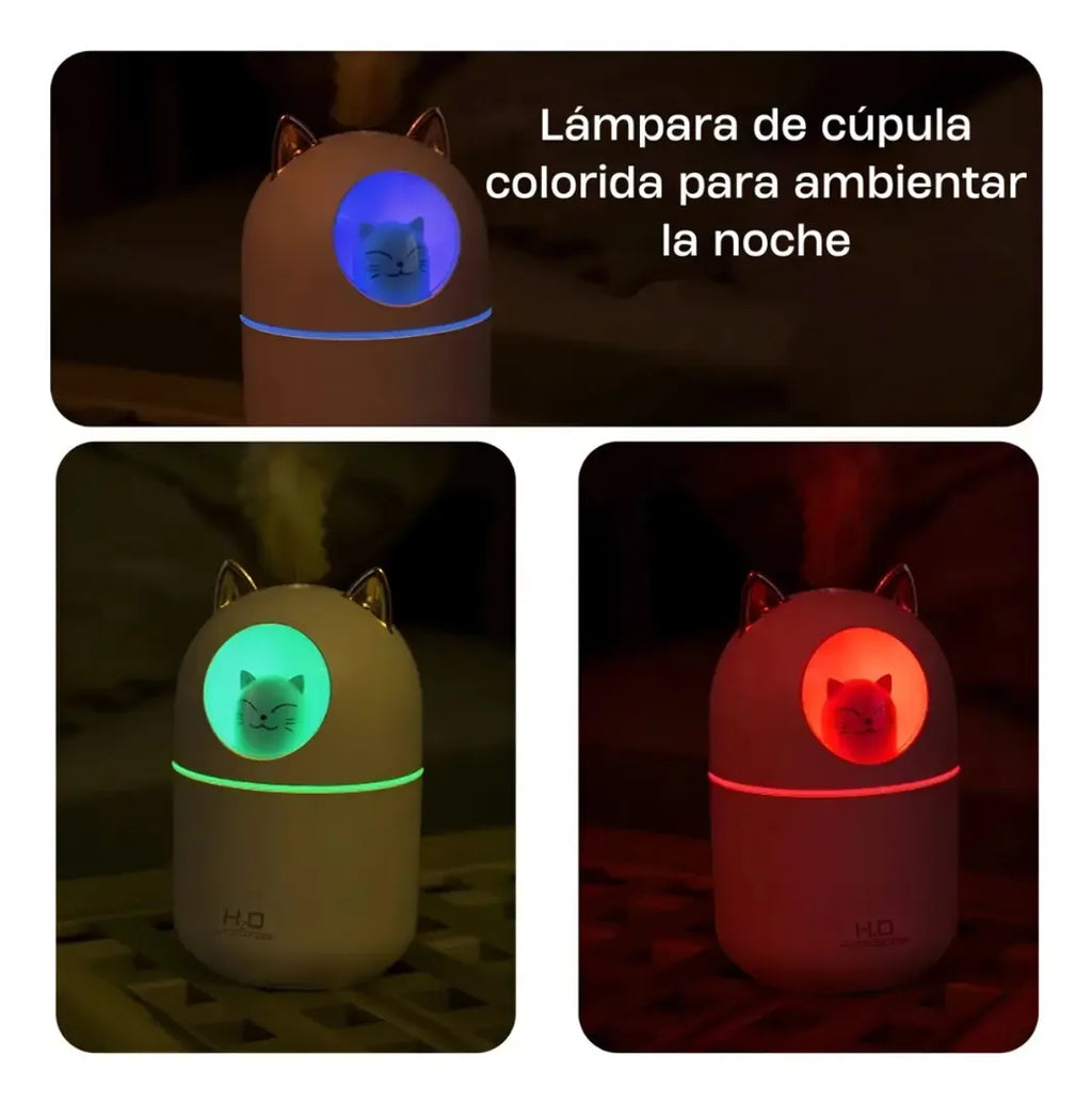 Humidificador Gato H2O Lampara Led
