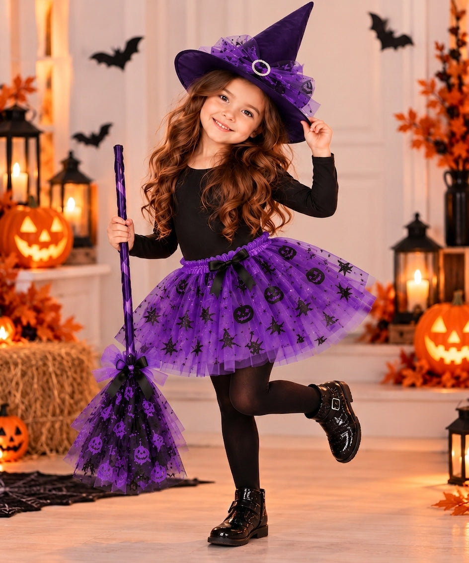 Set Disfraz de Bruja Niña 3 Piezas