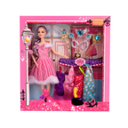 Set Muñeca Princesa con 5 Vestidos y Tiaras