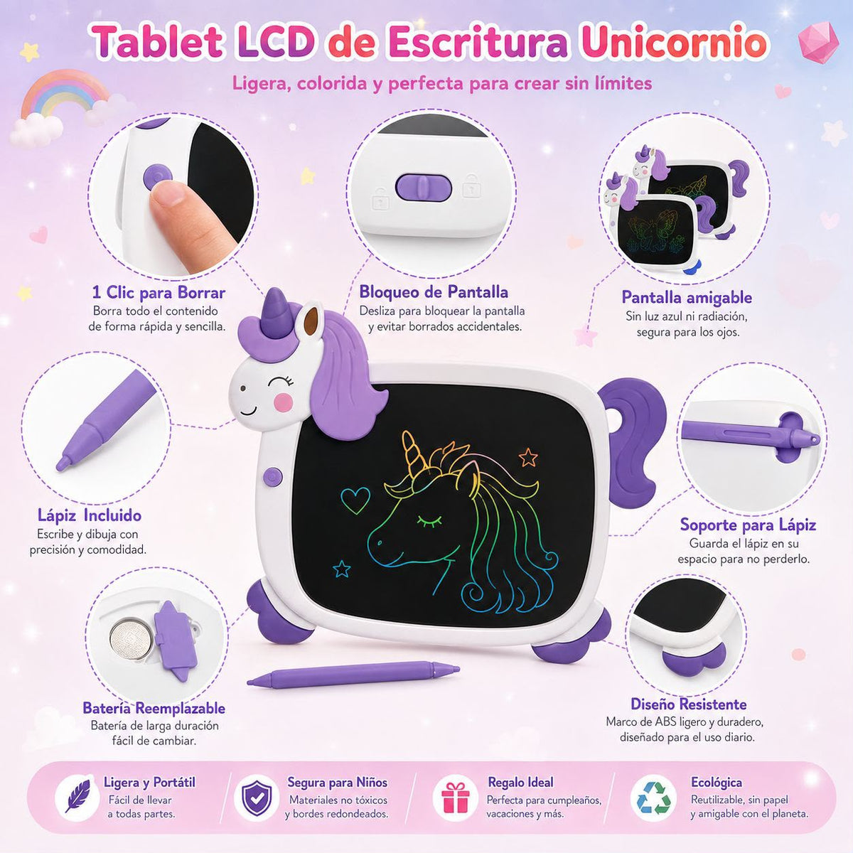 Tablet LCD Escritura Unicornio