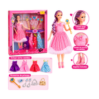 Set Muñeca Princesa con 5 Vestidos y Tiaras